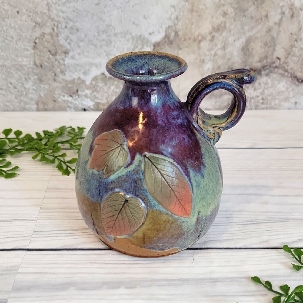 Handcrafted Studio Art Pottery Multicolor Vase Signed By The Artist